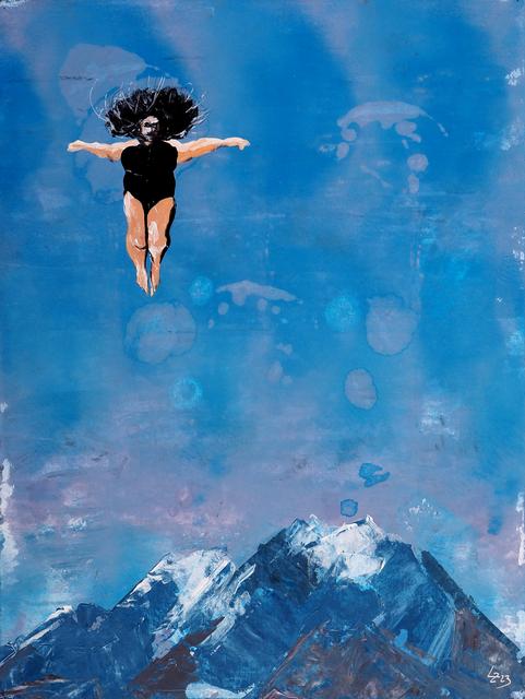 Abenteuer einer stattlichen Dame (blau) / Adventures of a Stately Lady (blue) - 2023 | 48x36 | acrylic on paper